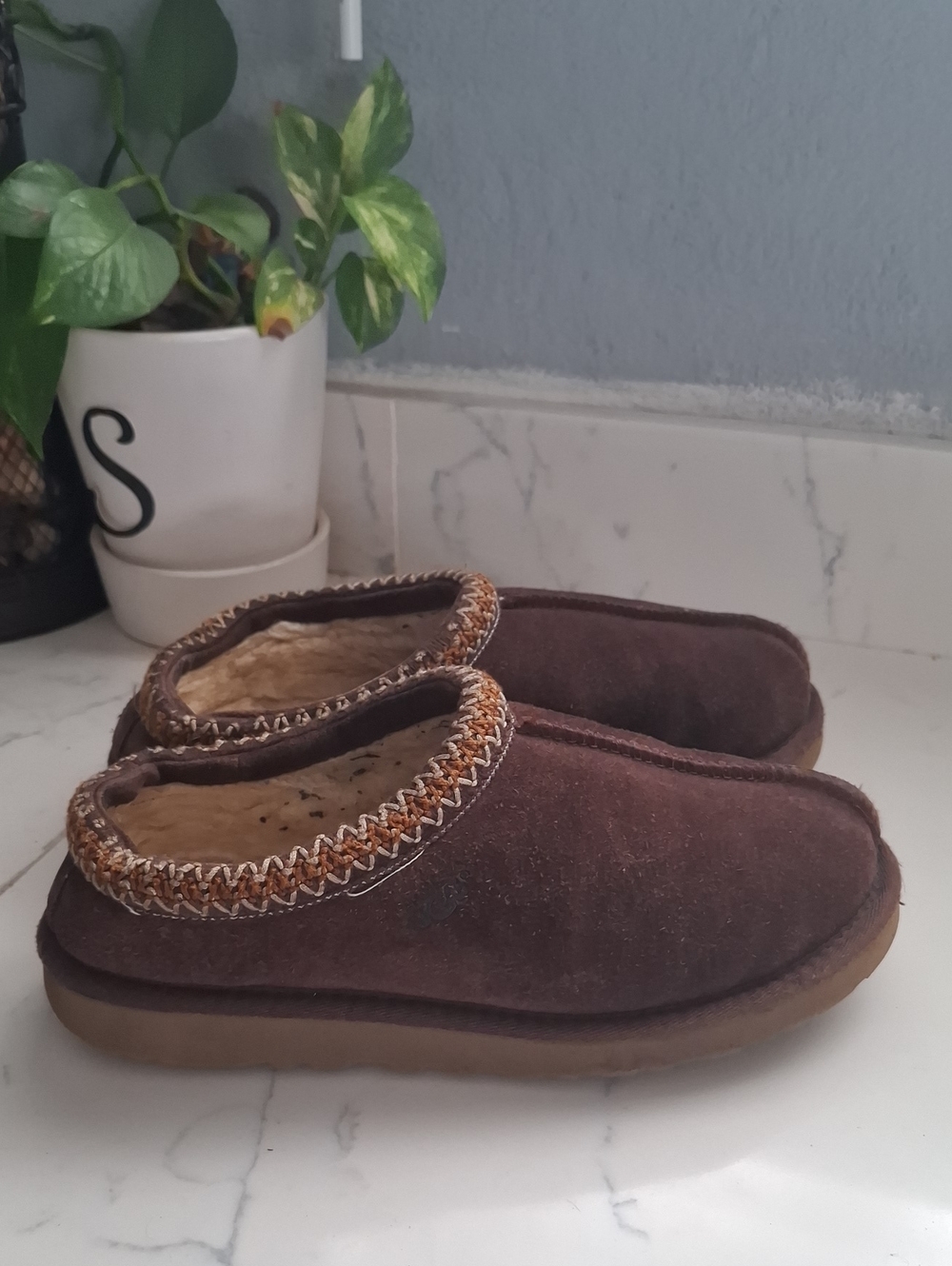 UGG Tasman Womens Brown Suede Slip-On Shearling Loafersy